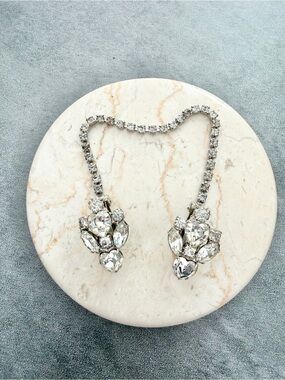 Albert Weiss Clear Crystal Rhinestone Double Clip-On Dress Collar Sweater Clip